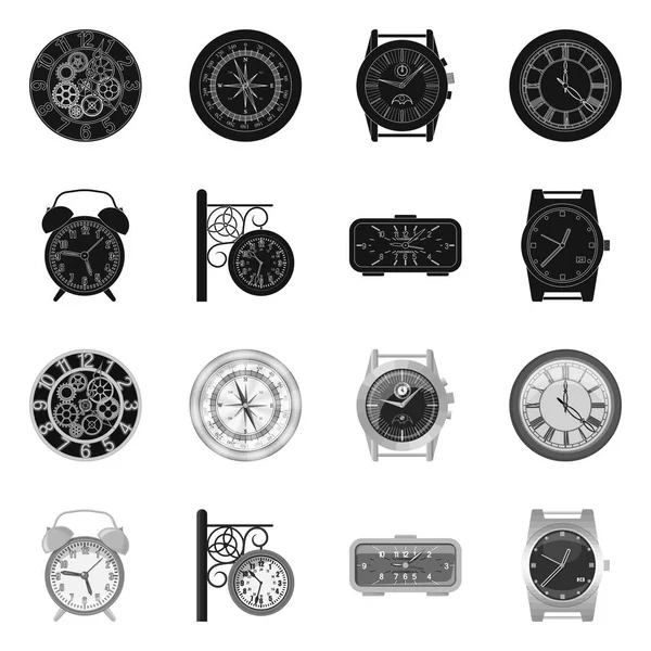 Ilustración vectorial del reloj y el icono de tiempo. Colección de reloj y círculo icono vectorial para stock . — Vector de stock