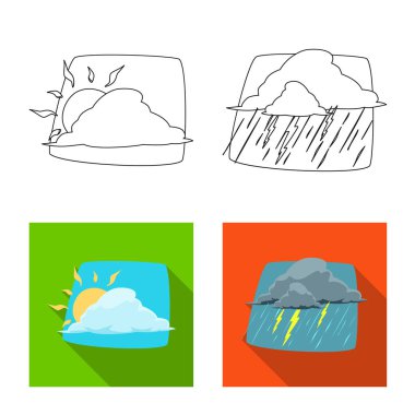 Hava ve İklim simge vektör Illustration. Hava ve bulut hisse senedi vektör çizim topluluğu.