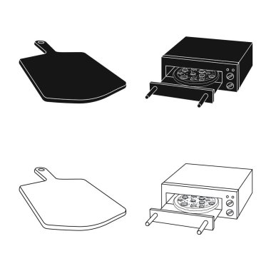 Pizza ve gıda simge vektör Illustration. Pizza kümesi ve hisse senedi için İtalya vektör simgesi.