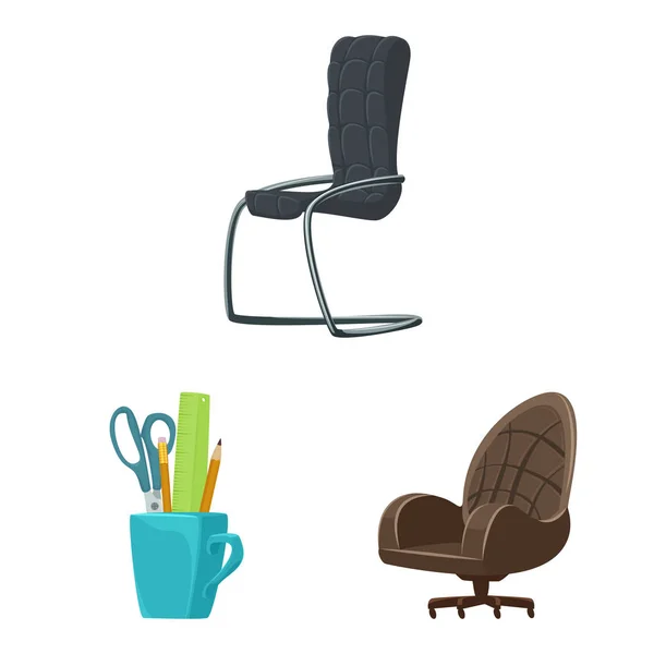 Elkülönített objektum bútorok és a munka jelképe. Bútor és otthoni vektor ikon készletek gyűjteménye. — Stock Vector