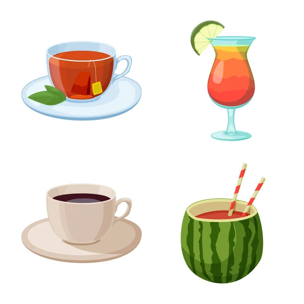 Objet isolé de boisson et enseigne de bar. Ensemble de boisson et icône de vecteur de partie pour le stock . — Image vectorielle