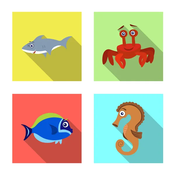 Ilustración vectorial del símbolo marino y animal. Colección de mar y vector marino icono para stock . — Archivo Imágenes Vectoriales
