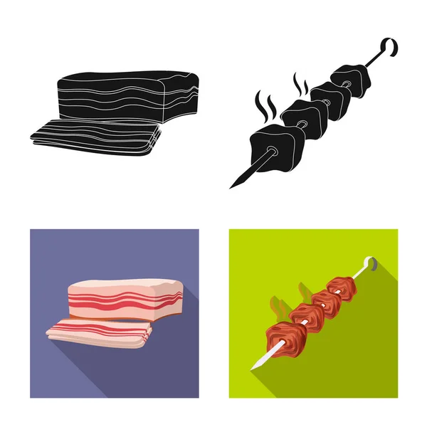 Векторний дизайн м'яса та логотипу шинки. Набір іконок для м'яса та приготування їжі Векторна іконка на складі . — стоковий вектор