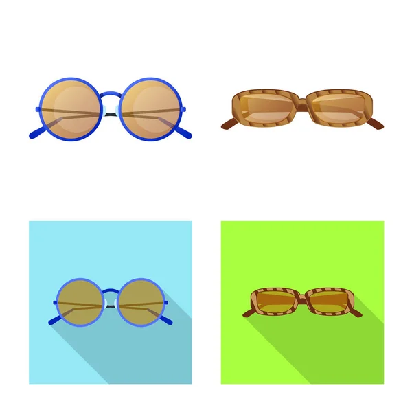 Vektor-Design von Brillen und Sonnenbrillen-Logo. Brillensatz und Zubehör Aktiensymbol für Web. — Stockvektor