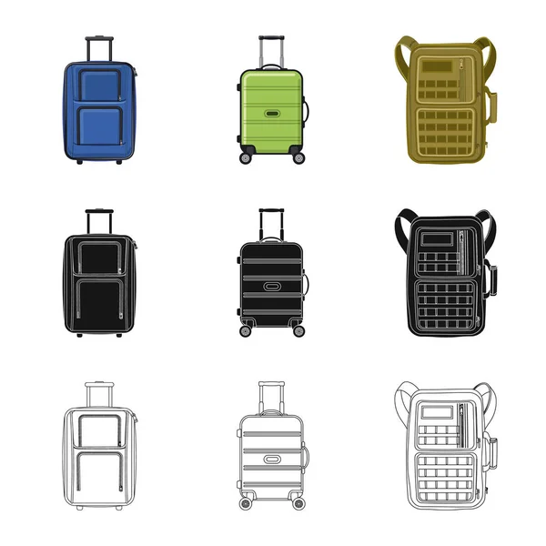 Vektorillustration von Koffer und Gepäcksymbol. Sammlung von Koffer und Reise-Aktiensymbol für das Web. — Stockvektor