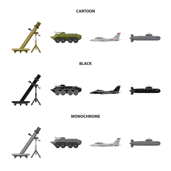 Изолированный объект оружия и логотип оружия. Набор векторной иллюстрации оружия и армейского запаса . — стоковый вектор
