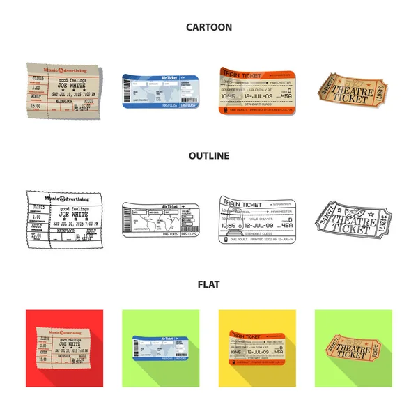Isolated object of ticket and admission icon. Set of ticket and event stock symbol for web. — Stock Vector