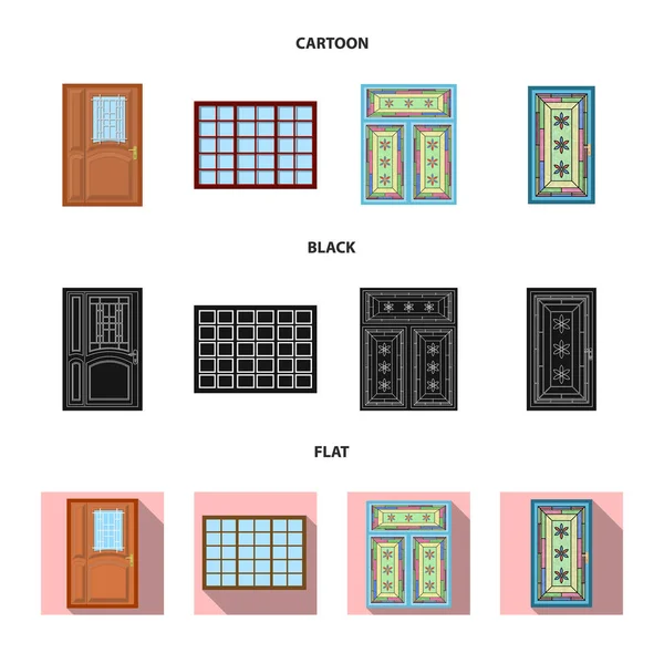 Vector design van deur voor en achter € symbool. Verzameling van deur en houten voorraad vectorillustratie. — Stockvector