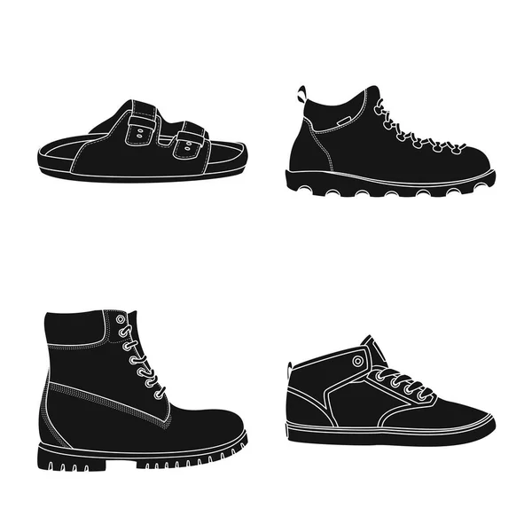 Illustration vectorielle du logo chaussure et chaussures. Collection de chaussures et icône vectorielle pied pour stock . — Image vectorielle