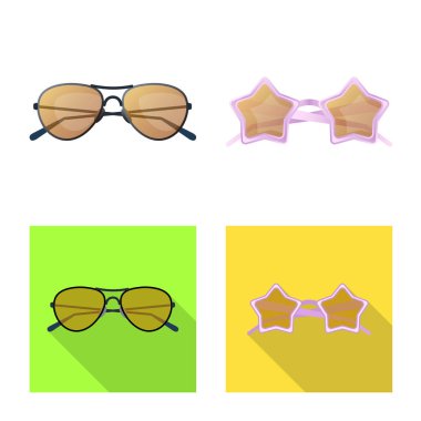 Gözlük ve güneş gözlüğü simge vektör Illustration. Gözlük ve hisse senedi için aksesuar vektör ikon koleksiyonu.