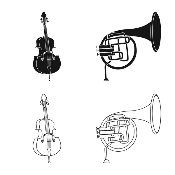 Illustrazione vettoriale della musica e del logo tune. Set di icone vettoriali di musica e strumenti per stock . — Vettoriale Stock