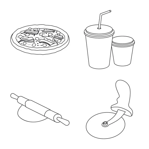 Illustration vectorielle de pizza et signe alimentaire. Collection de pizza et illustration vectorielle en italie . — Image vectorielle