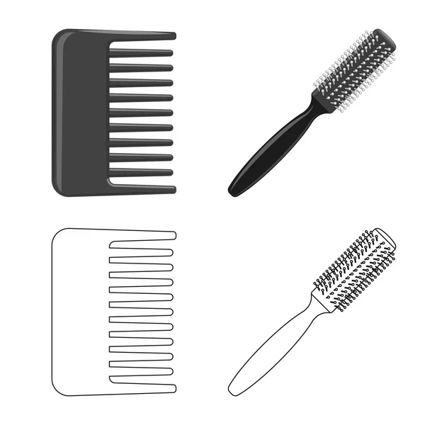 Illustration vectorielle de pinceau et signe capillaire. Collection de brosse et brosse à cheveux symbole de stock pour la toile . — Image vectorielle