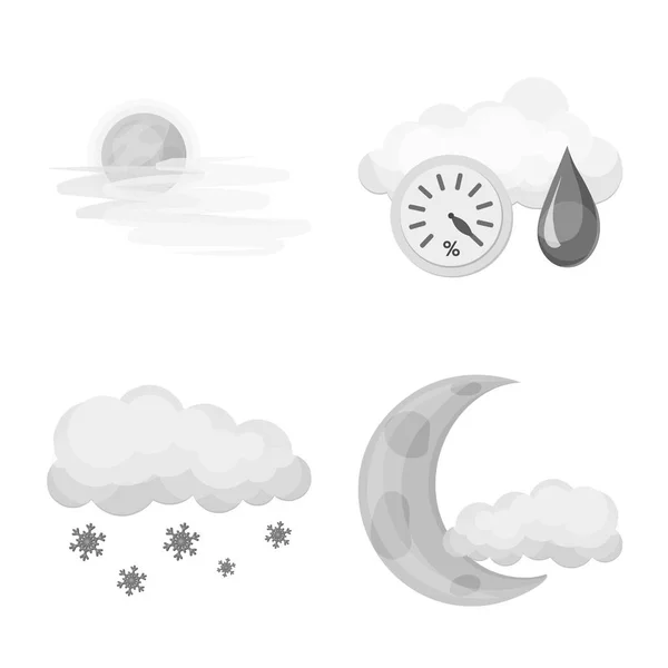 Geïsoleerde object van weer en klimaat teken. Collectie van weer en cloud vector pictogram voor voorraad. — Stockvector