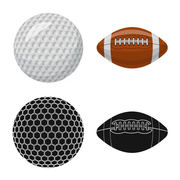 Sport és ball szimbólum izolált tárgya. Sport és sportos vektor ikon készletek. — Stock Vector