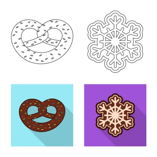 Elkülönített objektum-keksz- és bake logó. Sor keksz- és csokoládé vektoros ikon készletek. — Stock Vector