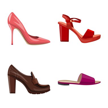 Ayakkabı ve kadın sembolü yalıtılmış nesne. Ayakkabı ve ayak hisse senedi simgesi için web topluluğu.