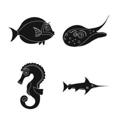 Deniz ve hayvan işareti vektör tasarımı. Deniz ve deniz hisse senedi vektör çizim.