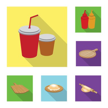 Pizza ve gıda işareti yalıtılmış nesne. Pizza ve İtalya hisse senedi vektör çizim seti.