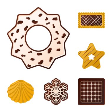 Bisküvi ve kek simge vektör tasarımı. Bisküvi ve çikolata stok vektör çizim topluluğu.