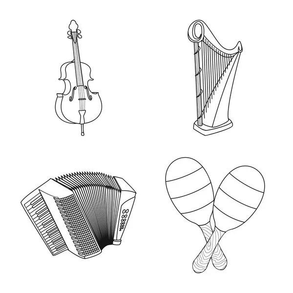 Diseño vectorial de música y sintonía. Conjunto de música e ilustración de vector de stock de herramientas . — Vector de stock
