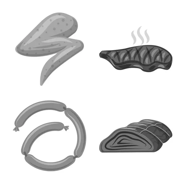 Ilustración vectorial del signo de carne y jamón. Colección de carne y cocina icono vectorial para stock . — Vector de stock