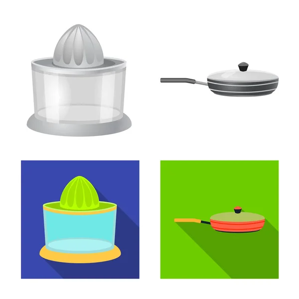 Vektor-Design von Küche und Koch Zeichen. Set von Bestandsvektoren für Küche und Geräte. — Stockvektor
