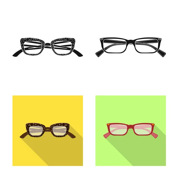 Diseño vectorial de gafas y marco de muestra. Colección de gafas y símbolo de stock accesorio para web . — Archivo Imágenes Vectoriales