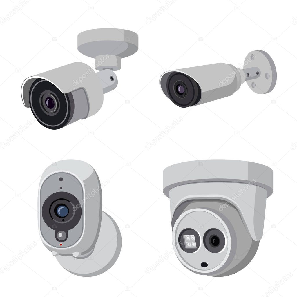 Isolated object of cctv and camera symbol. Set of cctv and system stock vector illustration.