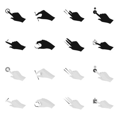 Dokunmatik ve el simge vektör Illustration. Dokunmatik ekran ayarla ve stok vektör çizim değmek.