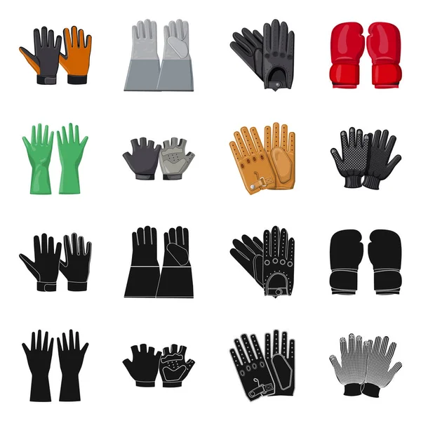 Изолированный предмет перчатки и зимний знак. Коллекция векторной иллюстрации перчаток и оборудования . — стоковый вектор