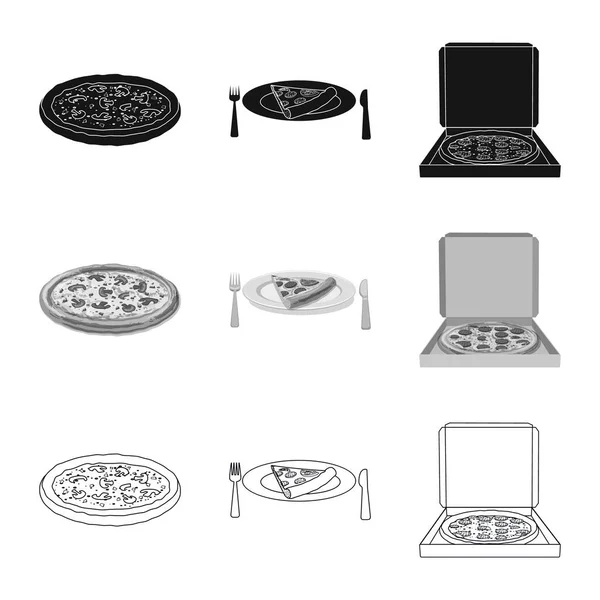 Ilustración vectorial del icono de la pizza y la comida. Colección de pizza y italia símbolo de stock para la web . — Vector de stock