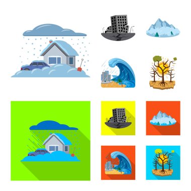 Doğal ve felaket simgesi yalıtılmış nesne. Doğal topluluğu ve risk hisse senedi vektör çizim.