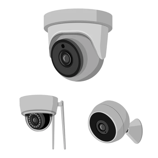 Изолированный объект видеонаблюдения и логотип камеры. Коллекция значков видеонаблюдения и вектора системы на складе . — стоковый вектор