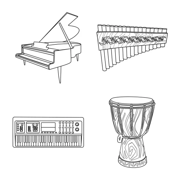 Diseño vectorial de música e icono de melodía. Colección de música y herramienta de stock símbolo para la web . — Vector de stock