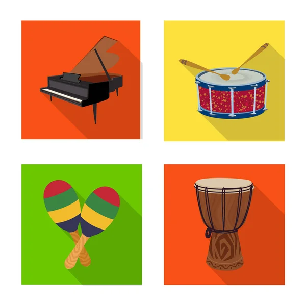 Diseño vectorial de música e icono de melodía. Colección de música e ilustración de vector de stock de herramientas . — Vector de stock