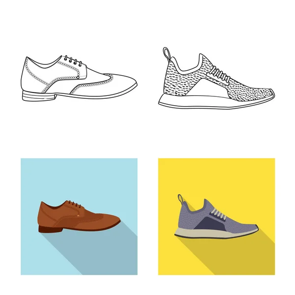 Ayakkabı ve ayakkabı işareti vektör tasarımı. Ayakkabı ayarla ve hisse senedi simgesi web için ayak. — Stok Vektör