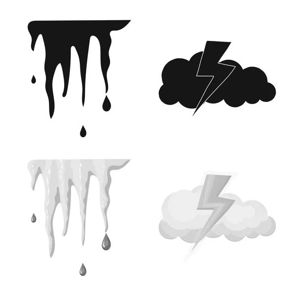 Vektordesign von Wetter- und Klimasymbol. Sammlung von Wetter- und Wolkenvektorsymbolen für Aktien. — Stockvektor