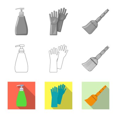 Temizlik ve servis işareti vektör tasarımı. Temizlik ve ev hisse senedi vektör çizim topluluğu.