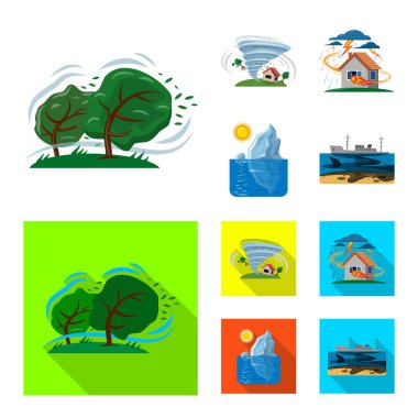 Doğal vektör çizim ve felaket oturum açın. Doğal topluluğu ve risk hisse senedi vektör çizim.