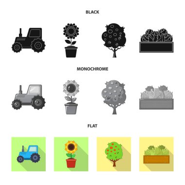 Çiftlik ve tarım işareti vektör Illustration. Çiftlik ve bitki hisse senedi vektör çizim topluluğu.