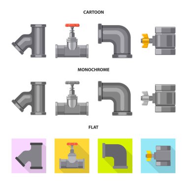 Boru ve tüp işareti tasarımını vektör. Boru ve boru hattı hisse senedi vektör çizim seti.