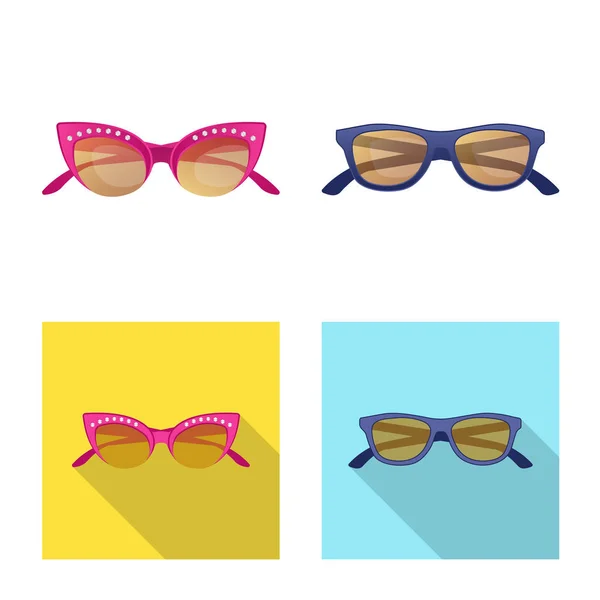 Isoliertes Objekt aus Brille und Sonnenbrille. Brillensatz und Zubehör Aktiensymbol für Web. — Stockvektor