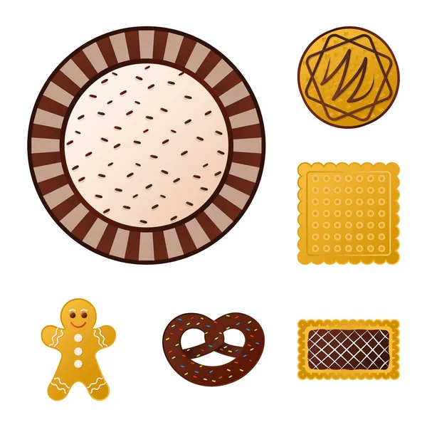 Bisküvi ve kek sembolü yalıtılmış nesne. Hisse senedi için bisküvi ve çikolata vektör simge kümesi. — Stok Vektör