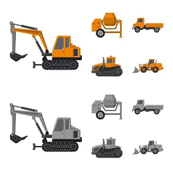 Vektor-Design von Build und Bau-Logo. Sammlung von Bau- und Maschinenaktienzeichen für das Web. — Stockvektor