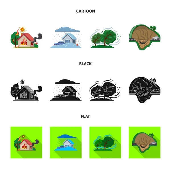 自然と災害のシンボルのベクター デザイン。自然のセットやリスク株式ベクトル イラスト. — ストックベクタ