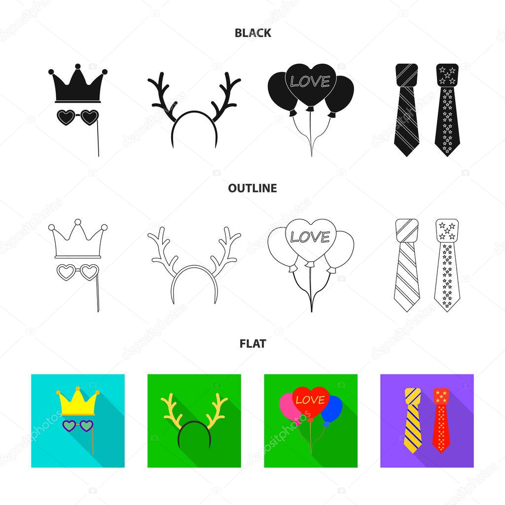 Isolated object of party and birthday icon. Collection of party and celebration stock vector illustration.