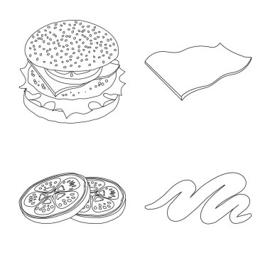 Burger tasarım vektör ve işareti sandviç. Burger kümesi ve hisse senedi için dilim vektör simgesi.