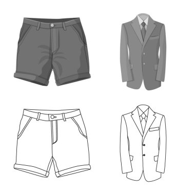 Adam ve giyim işareti vektör çizimi. İçin örümcek adam ve giyim hisse senedi simgesi topluluğu.