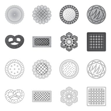 Bisküvi ve kek logo yalıtılmış nesne. Bisküvi ve çikolata vektör simgesini hissenin topluluğu.